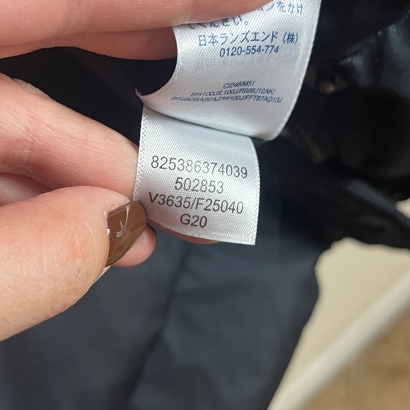 Lands end Womens Down Feather Puffer Jacket Sz Large Navy Blue Zip Button - Picture 8 of 8